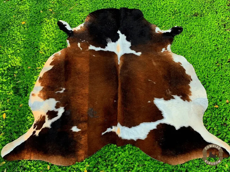 Special Brown and White Tricolor Cowhide Rug - Cowhide Kingdom