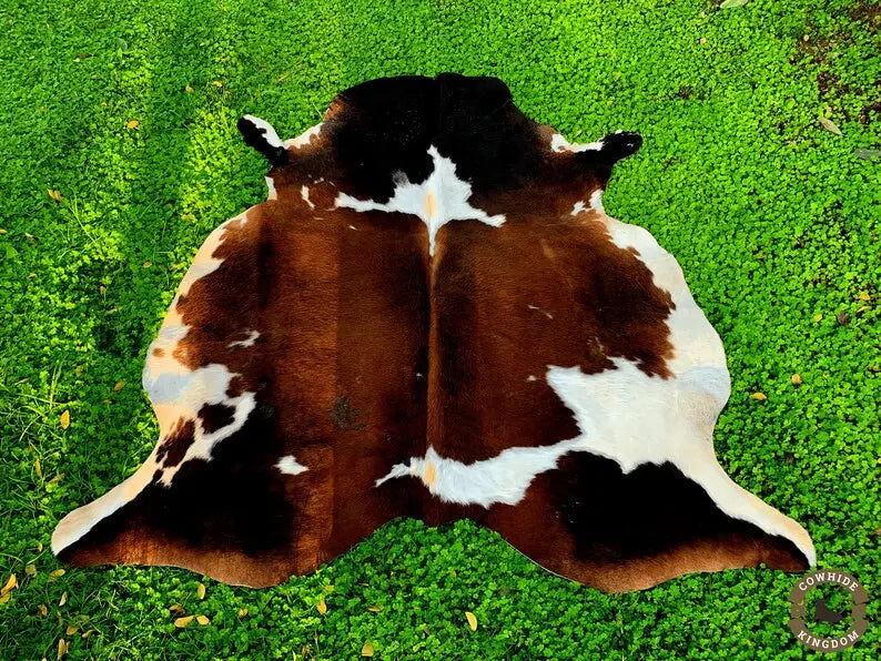 Special Brown and White Tricolor Cowhide Rug - Cowhide Kingdom