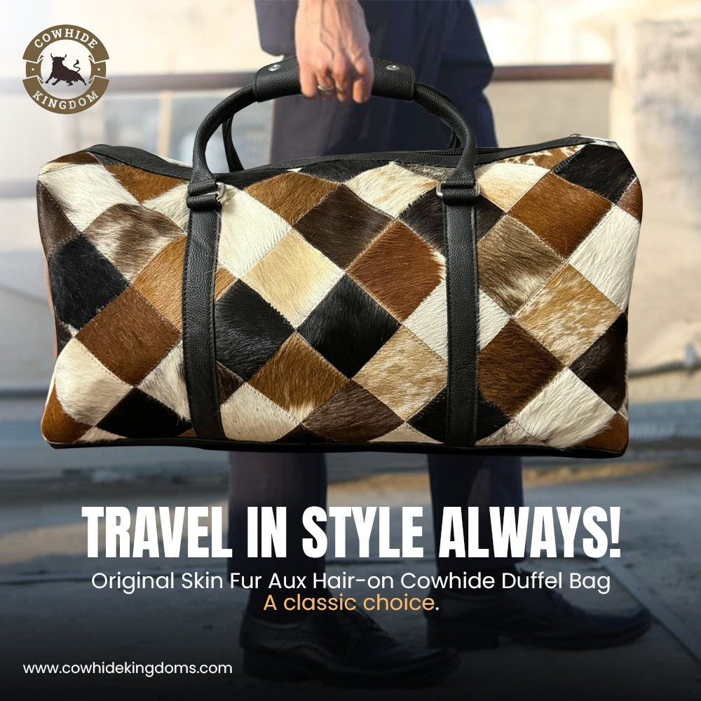Handmade Genuine Large Cowhide Leather Duffel Bag | Approve Your Unique Pattern Before Free Shipping