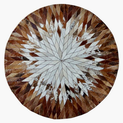 Tricolor Cowhide Patchwork Rug