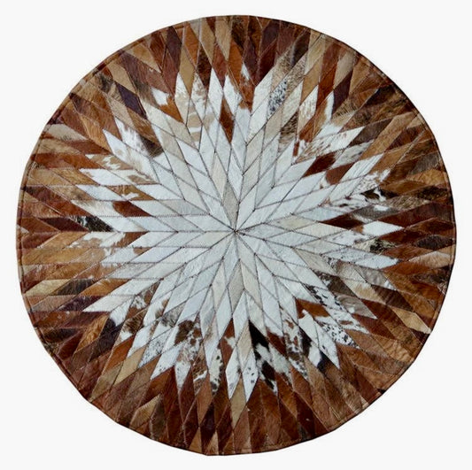 Tricolor Cowhide Patchwork Rug