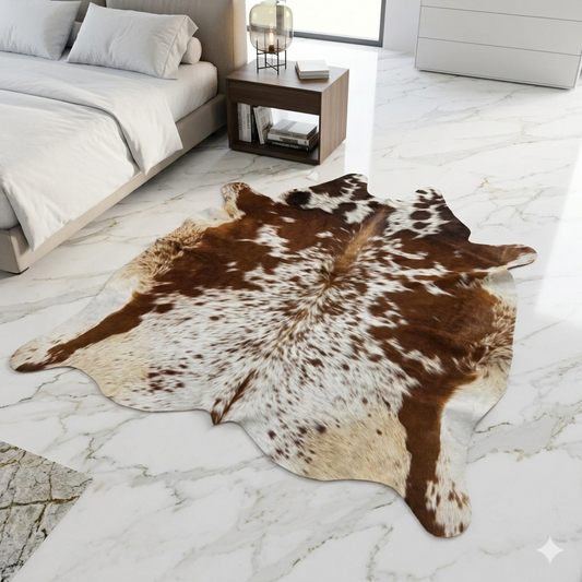 Natural Tricolor Cowhide Rug – Living Room Area Rug | see your rug before free shipping