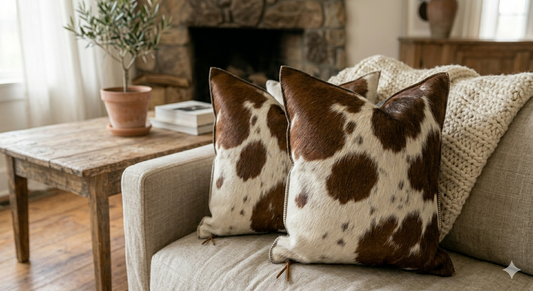 Natural Cowhide Pillow Cover Set | Handmade Rustic Home Décor — See Yours Before Free Shipping