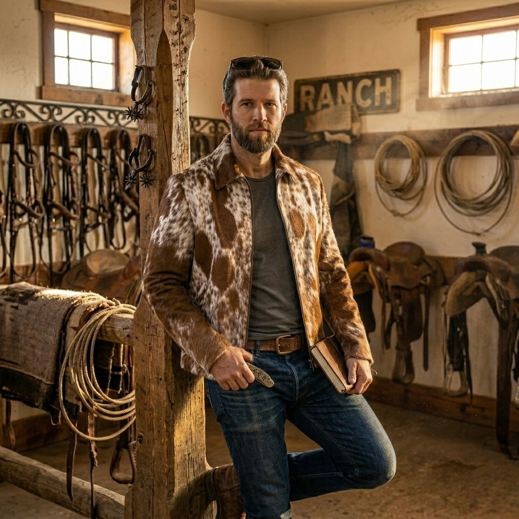 Cowhide Hair on Leather Jacket | Western Cowboy Style