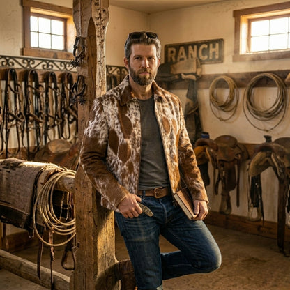 Cowhide Hair on Leather Jacket | Western Cowboy Style