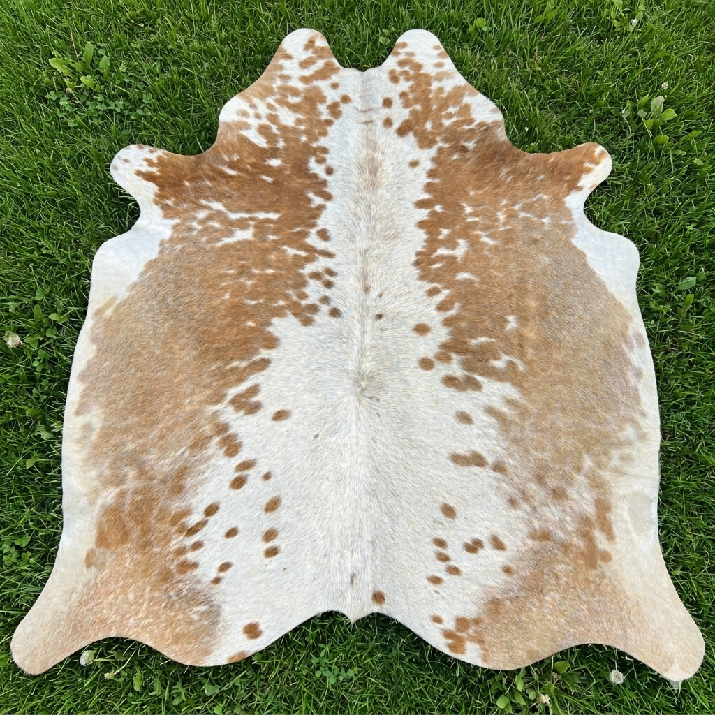 Real Leather Hair-On Cowhide Rug | Genuine Brown white Cow Skin | Natural Upholstery Area Rug — See Your Rug Before Free Worldwide Shipping