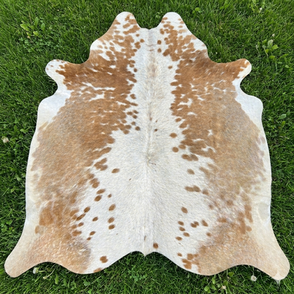 Real Leather Hair-On Cowhide Rug | Genuine Brown white Cow Skin | Natural Upholstery Area Rug — See Your Rug Before Free Worldwide Shipping