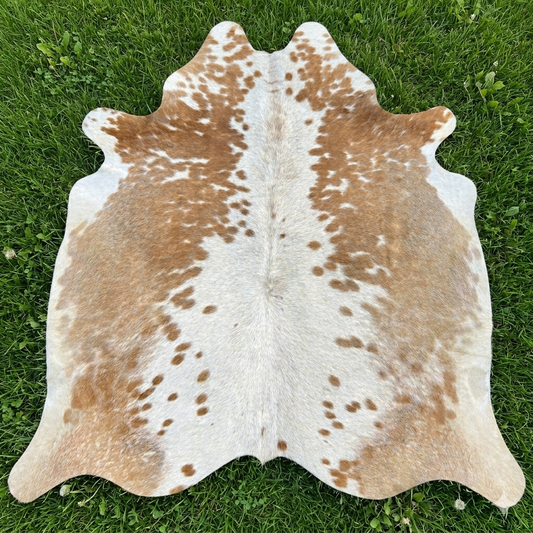 Real Leather Hair-On Cowhide Rug | Genuine Brown white Cow Skin | Natural Upholstery Area Rug — See Your Rug Before Free Worldwide Shipping