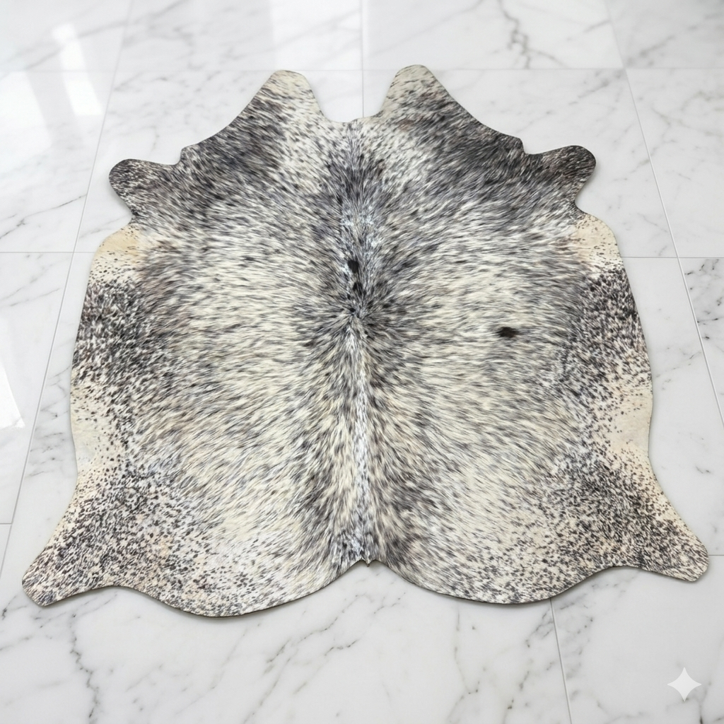 Genuine Cow Hide Rug for Living Room | Black white Natural Hair-On Leather | Handmade Upholstery Area Rug — See Your Order Before Free Shipping