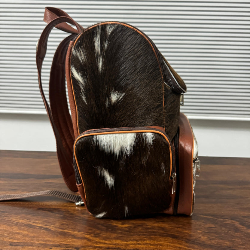 Genuine Leather Laptop Bag showing left-side straps