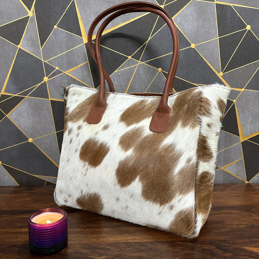 Large Cowhide Tote Bag Purse - Cowhide Kingdom