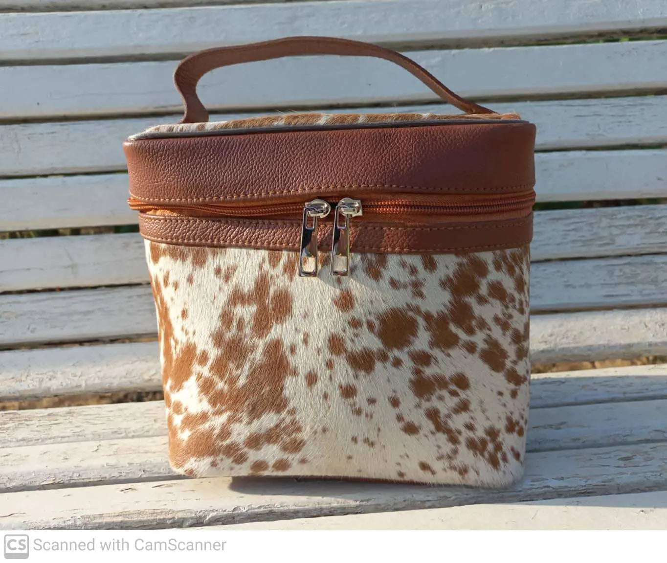 Natural Cowhide Makeup Bag - Cowhide Kingdom