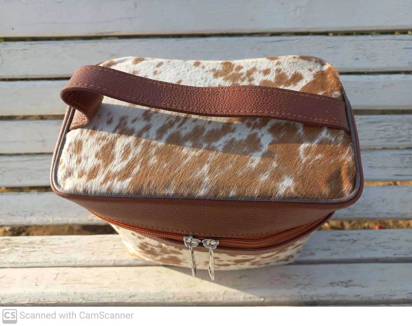 Natural Cowhide Makeup Bag - Cowhide Kingdom