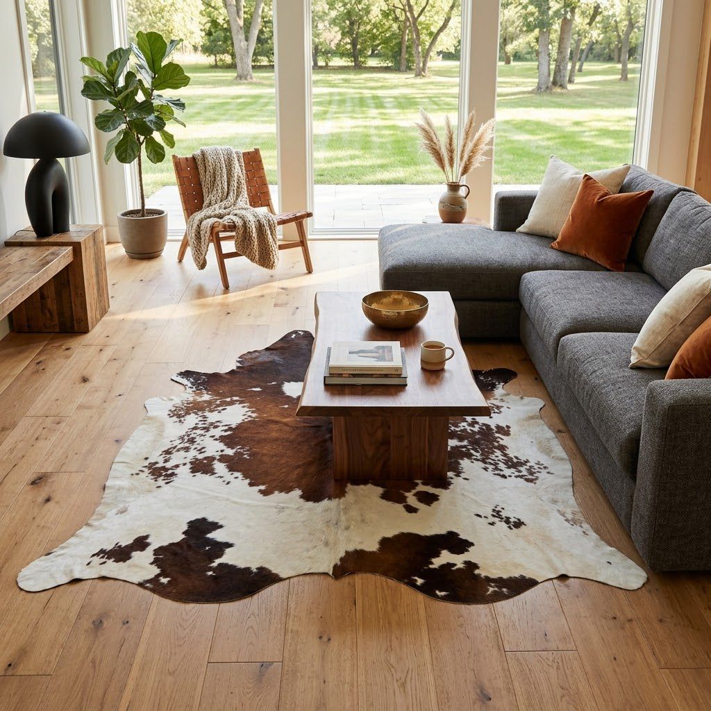 Natural Cowhide Rug Brown White – Genuine Tricolor Cowhide Area Rug