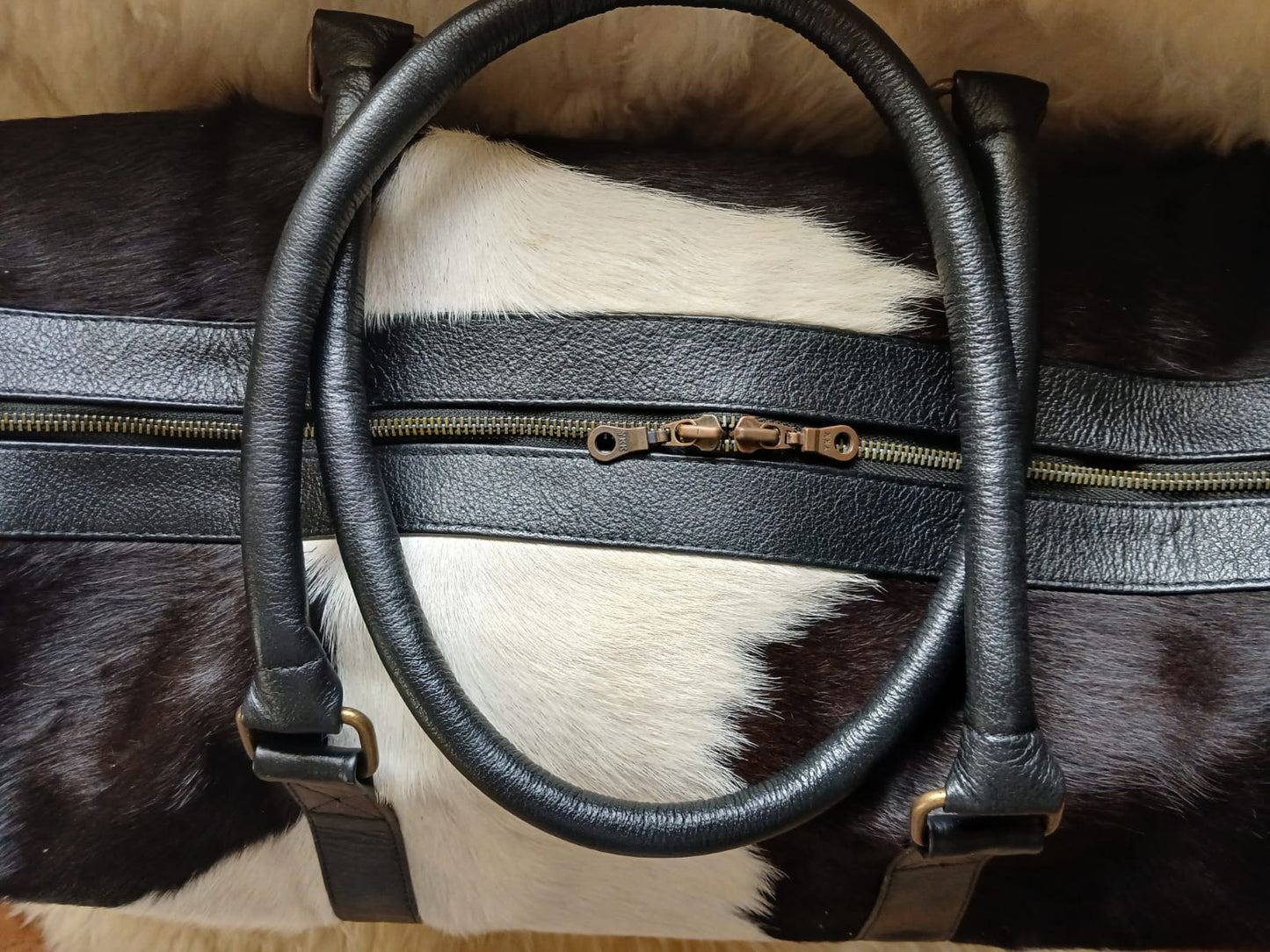 Handmade Genuine Cowhide Duffel Bag – Real Leather Weekender Travel for Men & Women | See Your Order Before Free Shipping