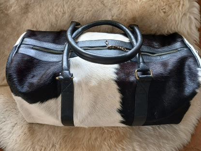 Handmade Genuine Cowhide Duffel Bag – Real Leather Weekender Travel for Men & Women | See Your Order Before Free Shipping