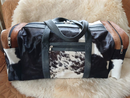 Large Cowhide Duffel Bag – Exact Bag Shown | Handmade Hair-On Hide Travel Bag | Free Shipping