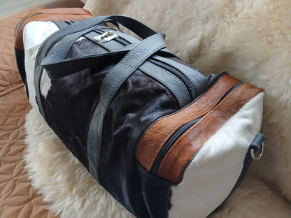 Large Cowhide Duffel Bag – Exact Bag Shown | Handmade Hair-On Hide Travel Bag | Free Shipping