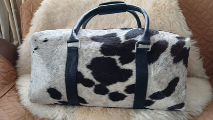 Cowhide Black & White duffle bag | Gym bag | APPROVE YOUR BAG BEFORE FREE SHIPPING