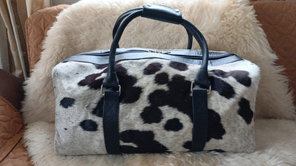 Cowhide Black & White duffle bag | Gym bag | APPROVE YOUR BAG BEFORE FREE SHIPPING