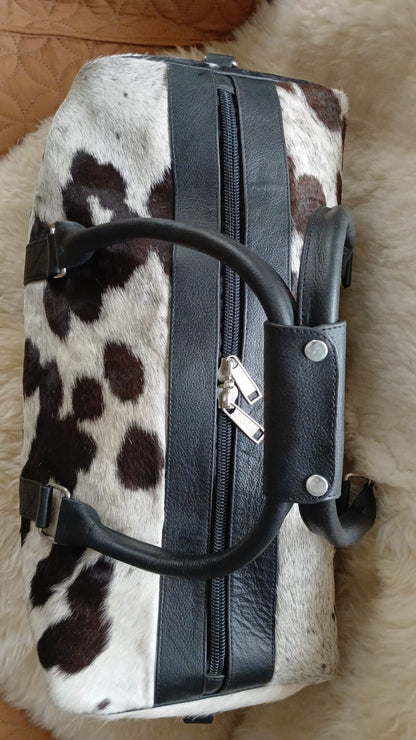 Cowhide Black & White duffle bag | Gym bag | APPROVE YOUR BAG BEFORE FREE SHIPPING