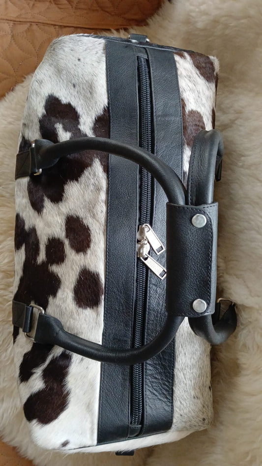 Cowhide Black & White duffle bag | Gym bag | APPROVE YOUR BAG BEFORE FREE SHIPPING