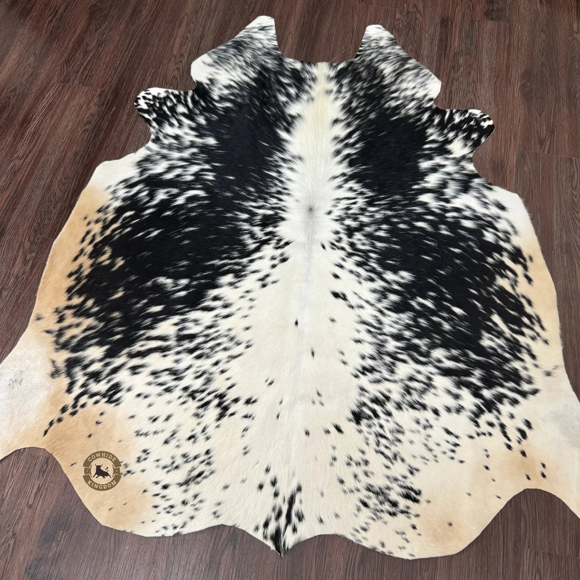 Artisan Black & White Cowhide Rug | Handmade Hair - on Leather Area Rug – PHOTO PREVIEW & FREE SHIPPING - Cowhide Kingdom
