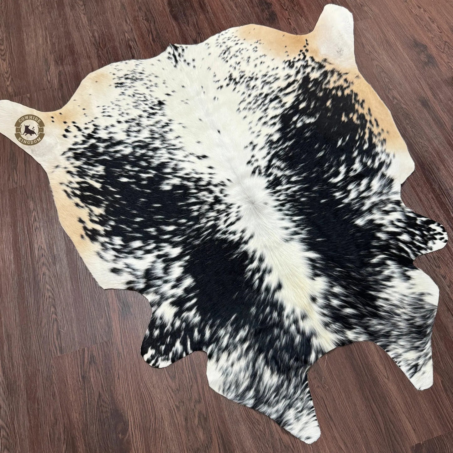Artisan Black & White Cowhide Rug | Handmade Hair - on Leather Area Rug – PHOTO PREVIEW & FREE SHIPPING - Cowhide Kingdom
