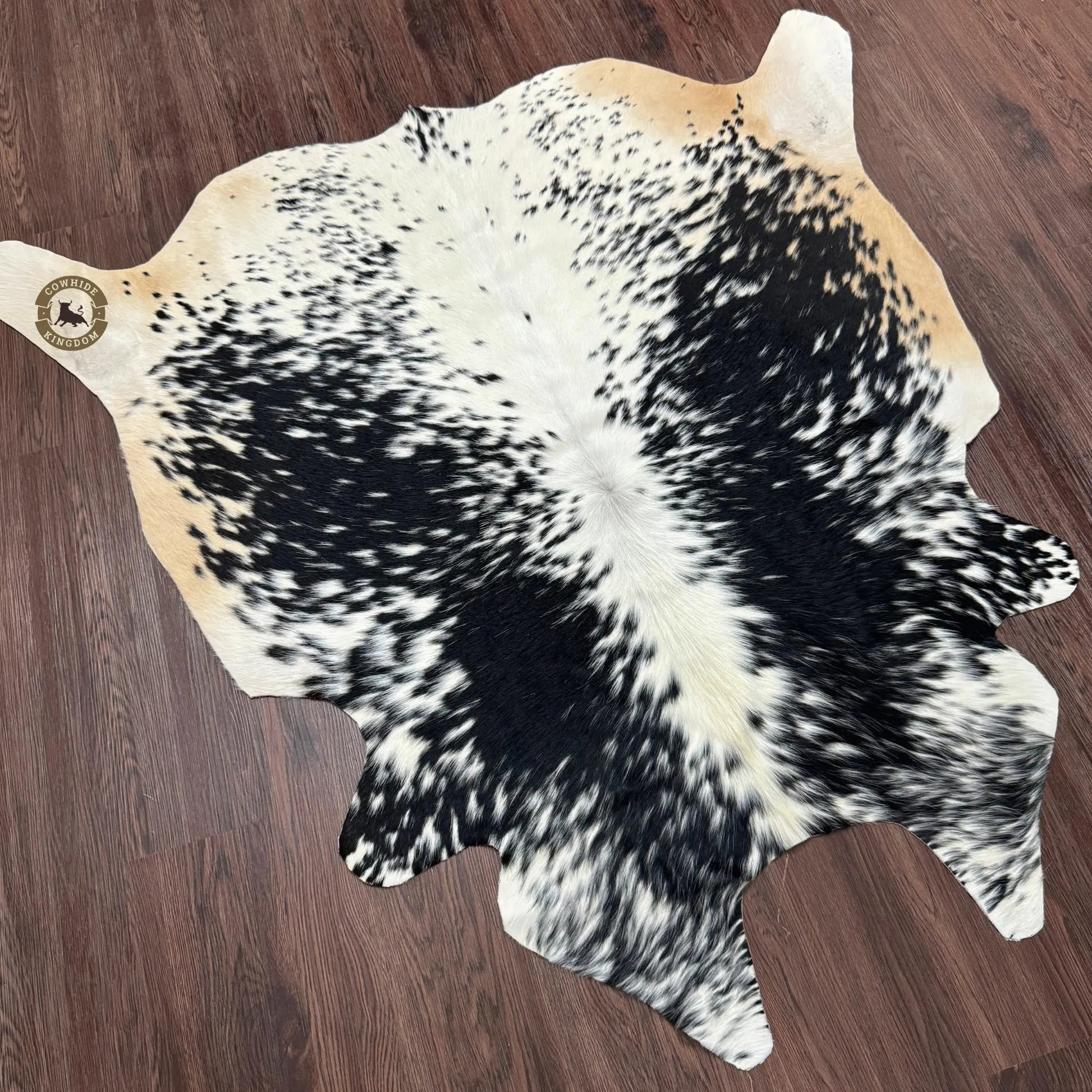Artisan Black & White Cowhide Rug | Handmade Hair - on Leather Area Rug – PHOTO PREVIEW & FREE SHIPPING - Cowhide Kingdom