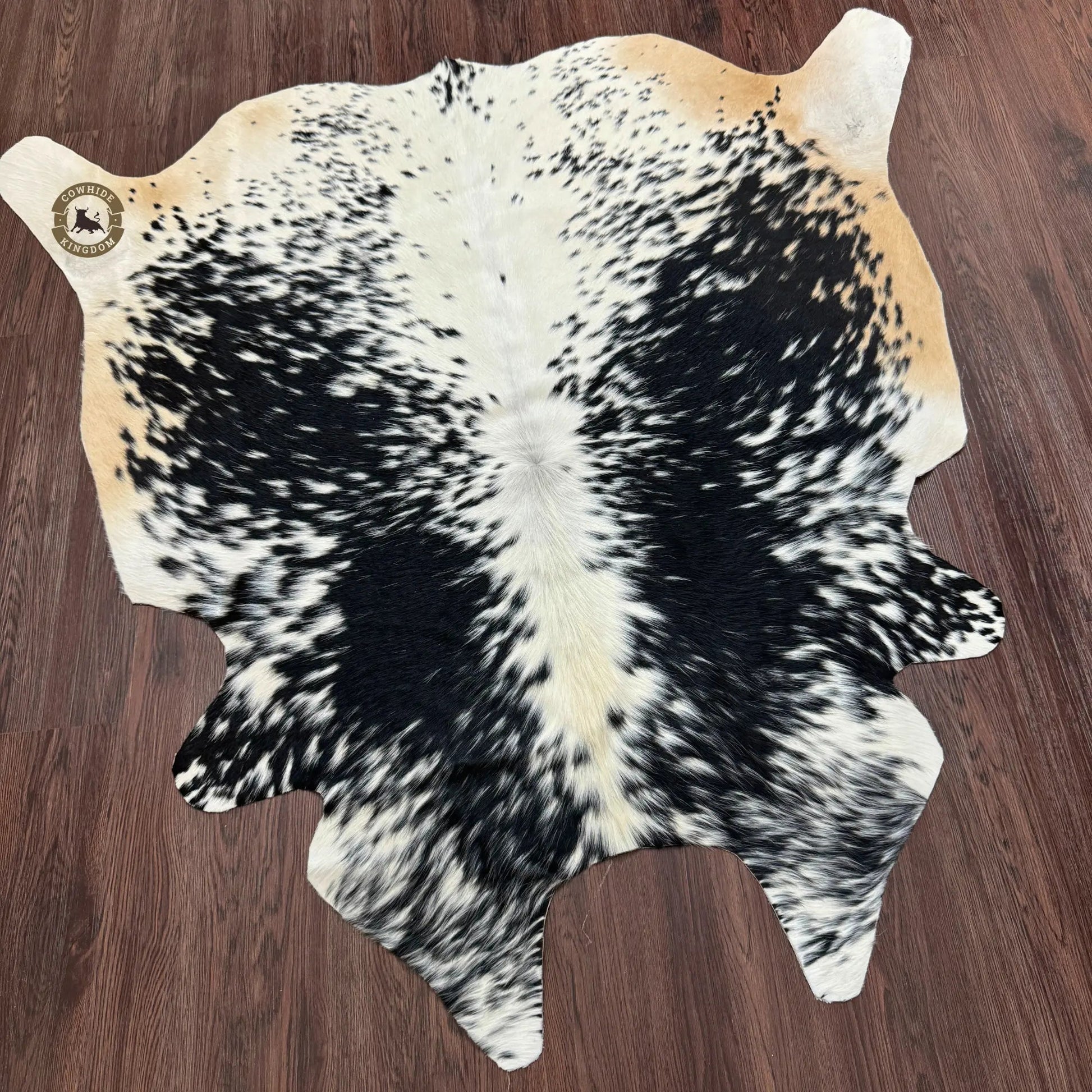Artisan Black & White Cowhide Rug | Handmade Hair - on Leather Area Rug – PHOTO PREVIEW & FREE SHIPPING - Cowhide Kingdom