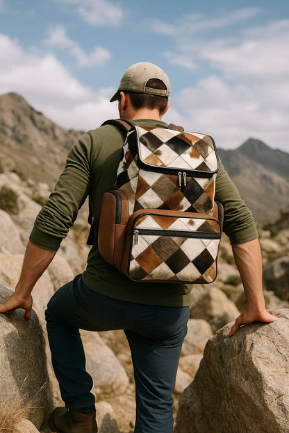 Artisan Cowhide Backpack | Handmade Hair - on Leather Travel Bag — PHOTO OF YOUR EXACT BAG + FREE SHIPPING - Cowhide Kingdom