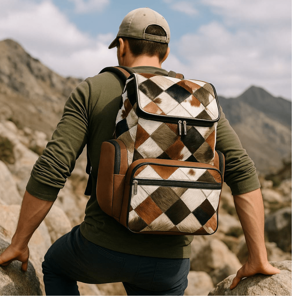 Artisan Cowhide Backpack | Handmade Hair - on Leather Travel Bag — PHOTO OF YOUR EXACT BAG + FREE SHIPPING - Cowhide Kingdom