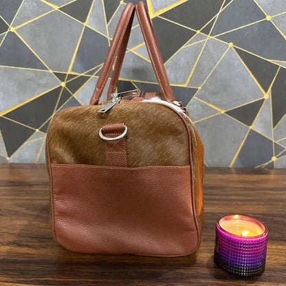 Artisan Cowhide Travel Duffel | Genuine Leather Weekender — EXACT PHOTO CONFIRMATION + FREE SHIPPING - Cowhide Kingdom