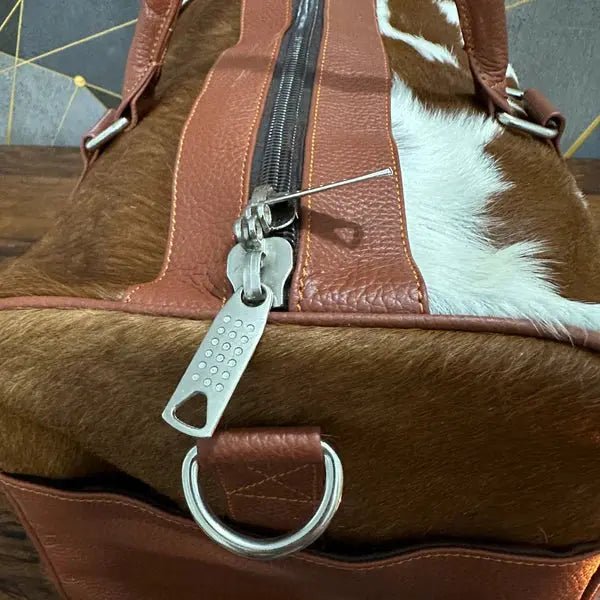 Artisan Cowhide Travel Duffel | Genuine Leather Weekender — EXACT PHOTO CONFIRMATION + FREE SHIPPING - Cowhide Kingdom