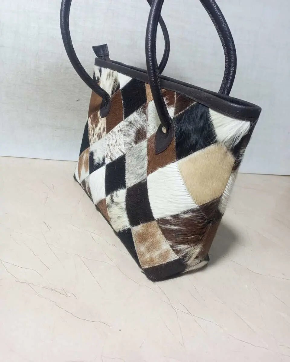 Authentic Cowhide Leather Tote – Handmade Boho Western Bag for Women Unique Cowhide Tote Bag for Women – Handmade Real Leather Shoulder Purse - Cowhide Kingdom