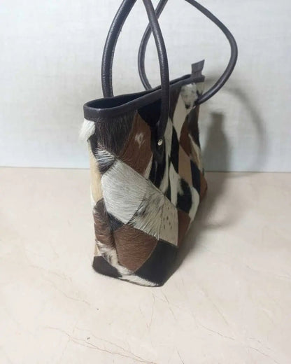 Authentic Cowhide Leather Tote – Handmade Boho Western Bag for Women Unique Cowhide Tote Bag for Women – Handmade Real Leather Shoulder Purse - Cowhide Kingdom