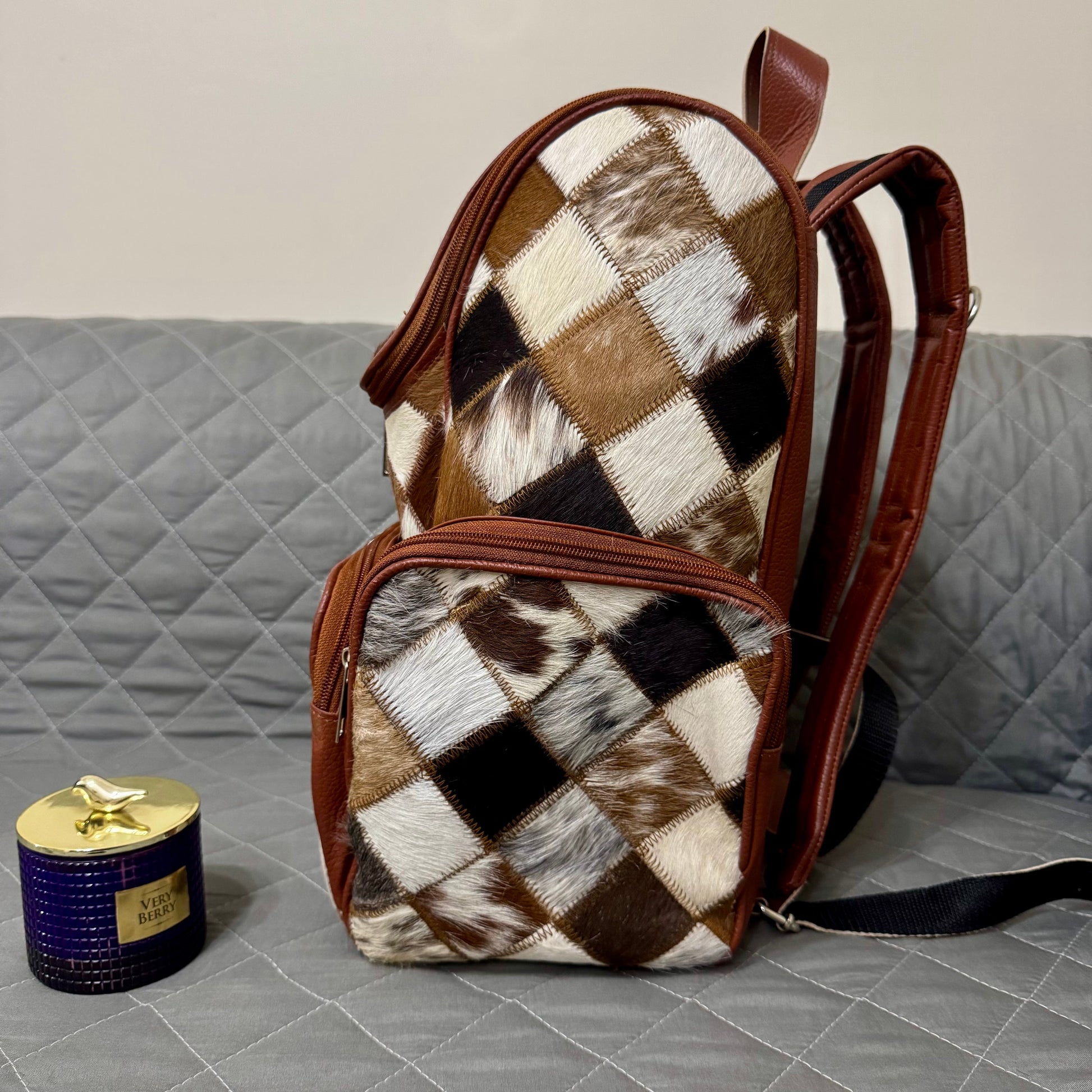 Cowhide Diaper Backpack for Moms – Genuine Hair - On Leather | See your bag before Free Shipping - Cowhide Kingdom