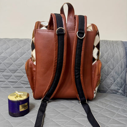 Cowhide Diaper Backpack for Moms – Genuine Hair - On Leather | See your bag before Free Shipping - Cowhide Kingdom