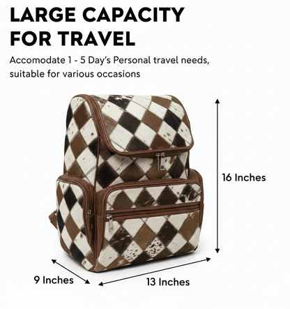 Cowhide Diaper Backpack for Moms – Genuine Hair - On Leather | See your bag before Free Shipping - Cowhide Kingdom