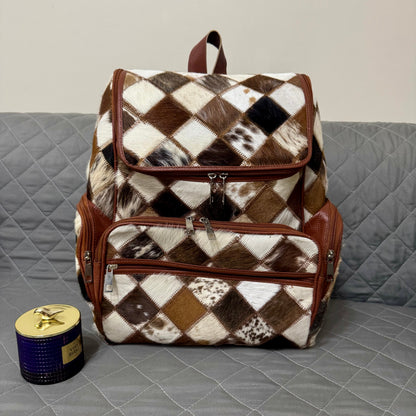 Cowhide Diaper Backpack for Moms – Genuine Hair - On Leather | See your bag before Free Shipping - Cowhide Kingdom
