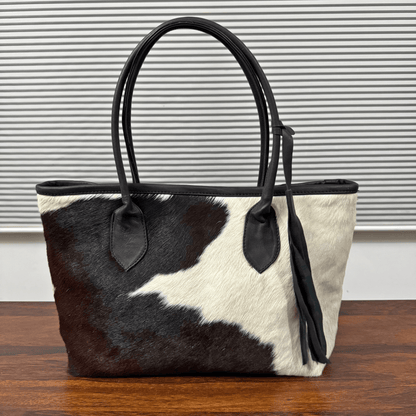 cowhide tote bag for laptop and daily use | Your Bag, Your Choice: Photo Approval Before Free Worldwide Shipping - Cowhide Kingdom