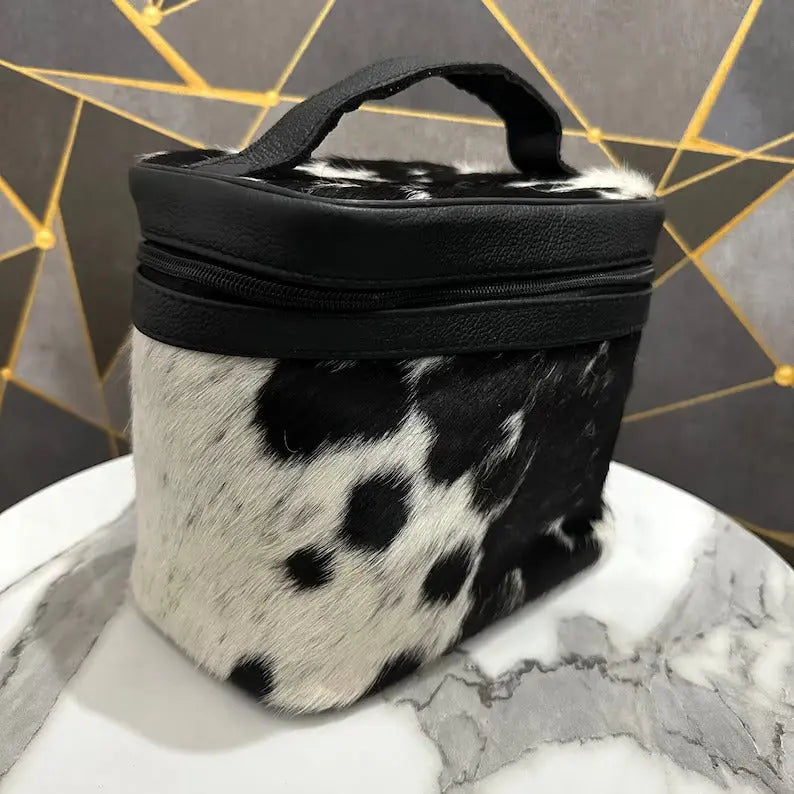 Real Cowhide Beauty Box | Handmade Cowhide Makeup Box - Cowhide Kingdom