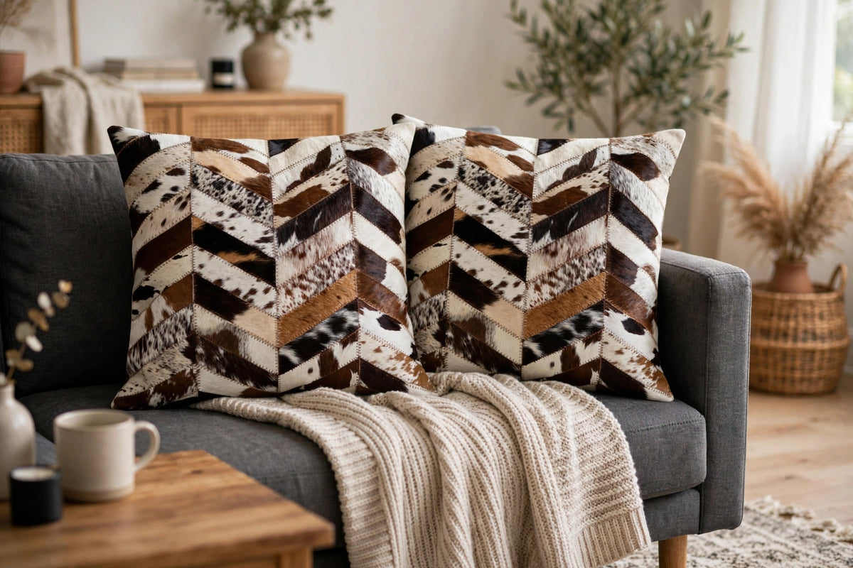 Cowhide Pillow Covers set | Genuine Hair-On Cushion Cover | see your order before free shipping