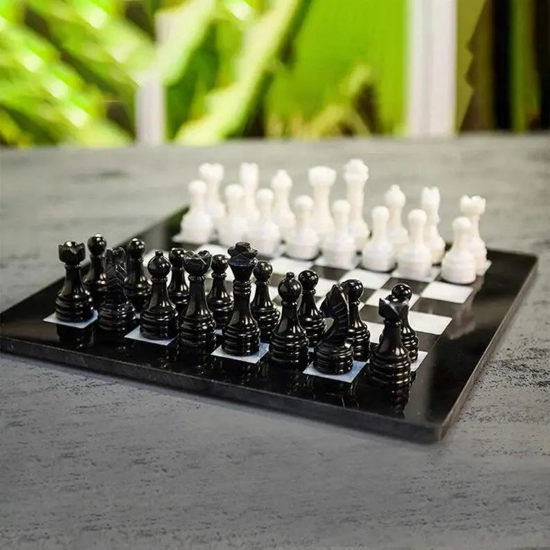 Large Marble Chess Board Set - Cowhide Kingdom