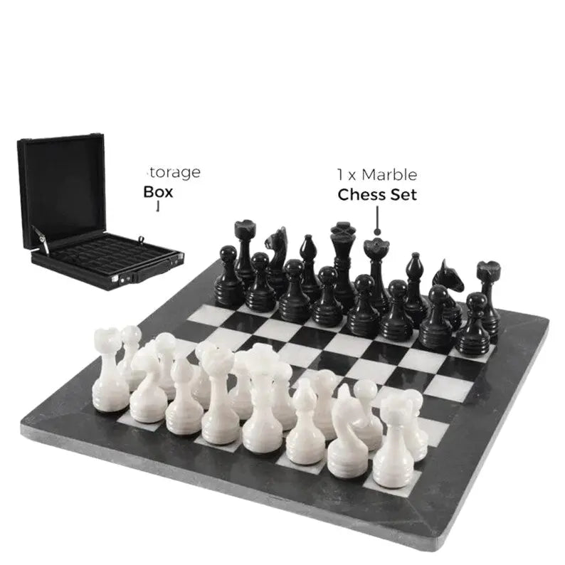 Large Marble Chess Board Set - Cowhide Kingdom