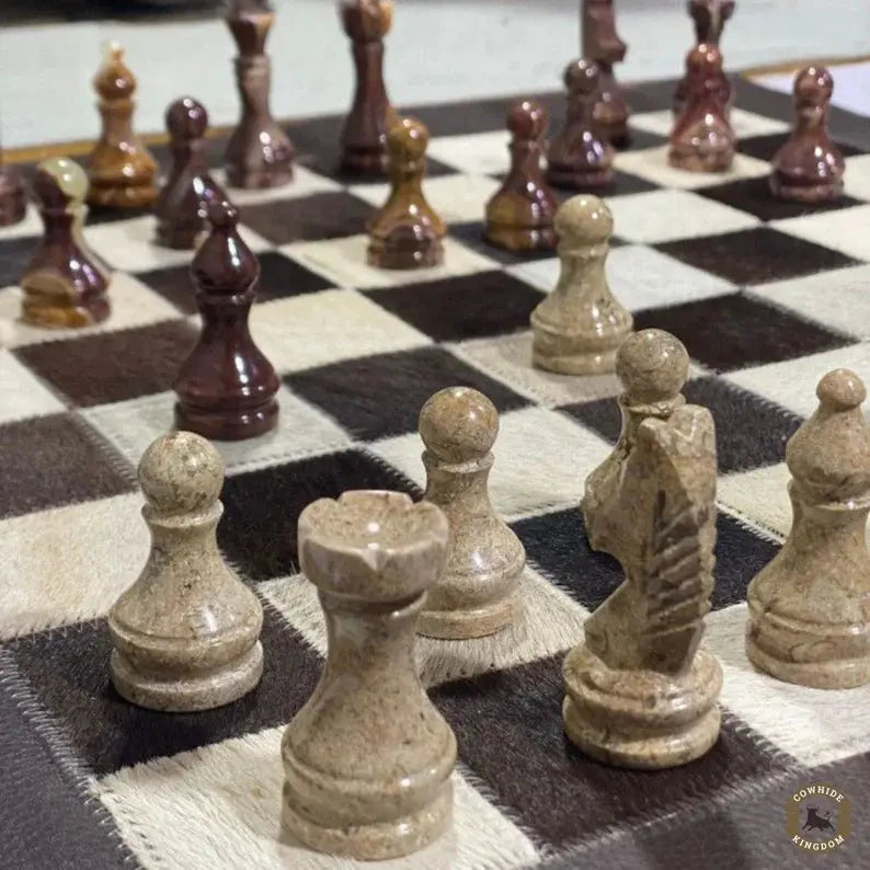 Handmade Cowhide Rug Chess Board - Cowhide Kingdom