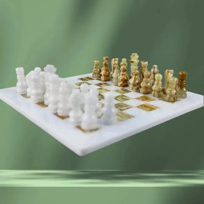 Marble Chess Board Set With Pieces - Cowhide Kingdom