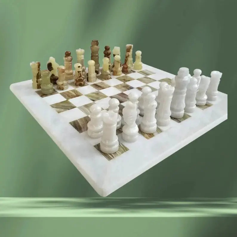 Marble Chess Board Set With Pieces - Cowhide Kingdom