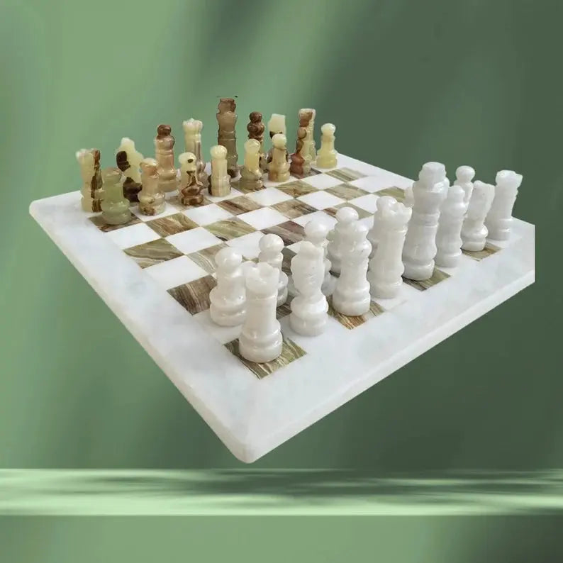 Marble Chess Board Set With Pieces - Cowhide Kingdom