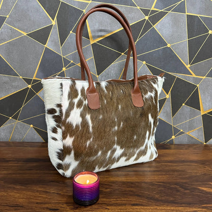 Premium Handmade Cowhide Leather Tote – Durable, Stylish & One - of - a - Kind | Handmade Natural Cowhide Tote Bag – Genuine Leather & Unique Hide Patterns - Cowhide Kingdom